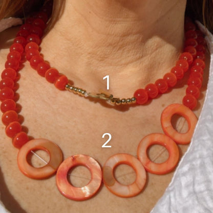 CONJUNTO COLARES CÍRCULO EM LARANJA - Pé Calçado