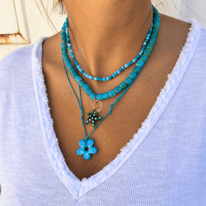 CONJUNTO COLARES ESTRELA AZUL - Pé Calçado