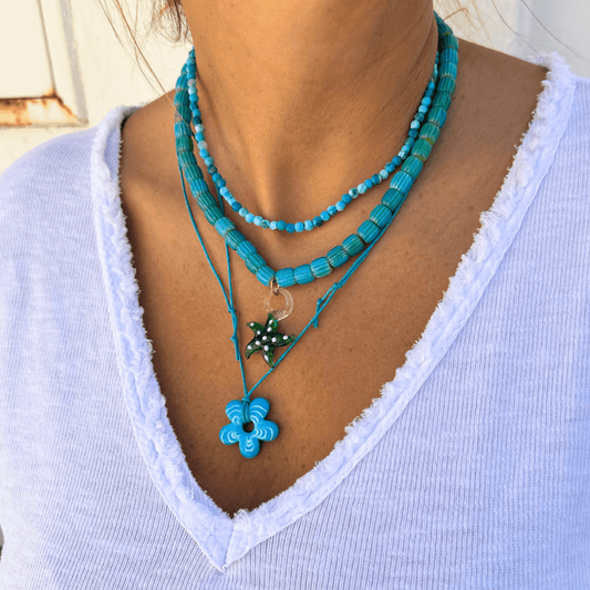 CONJUNTO COLARES ESTRELA AZUL - Pé Calçado