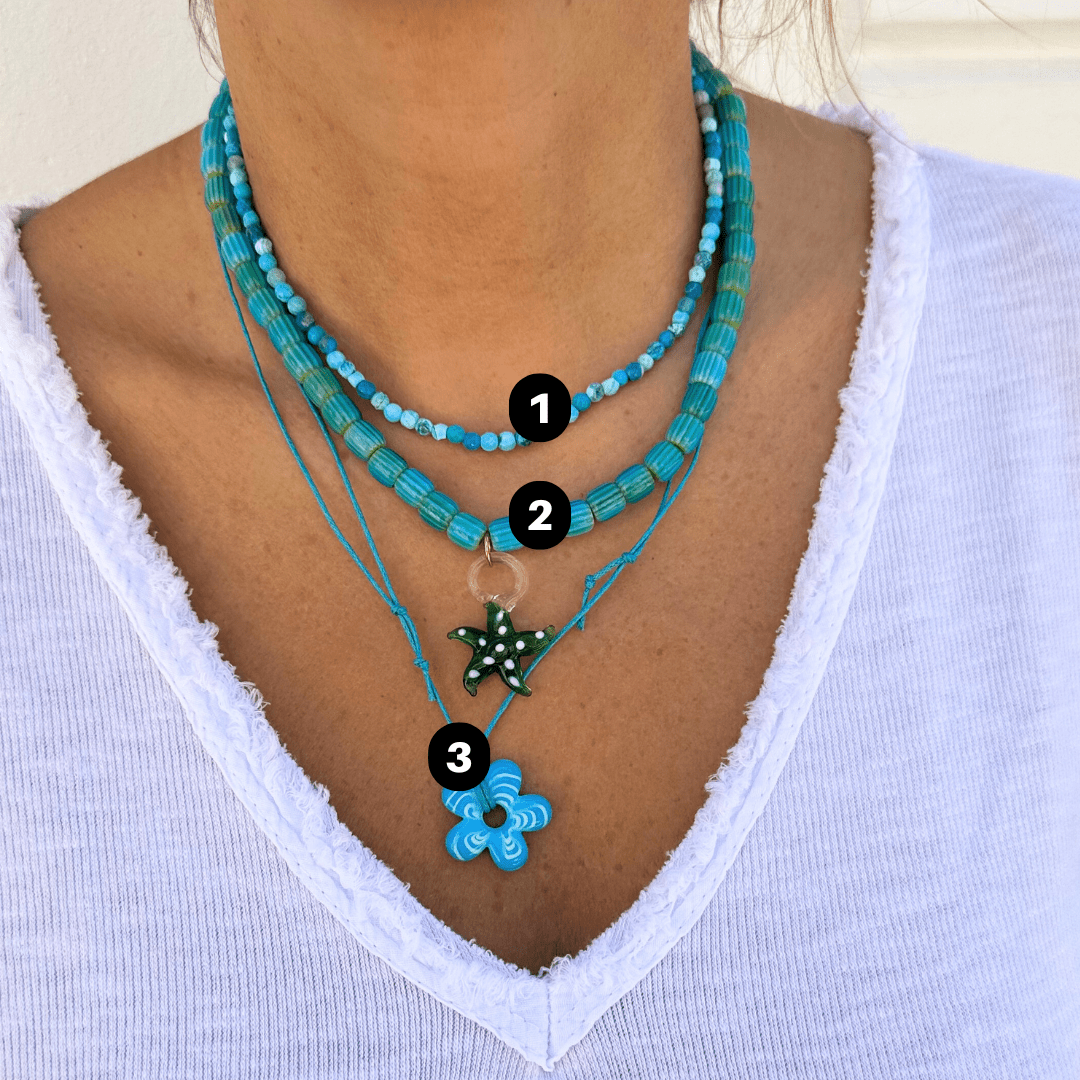 CONJUNTO COLARES ESTRELA AZUL - Pé Calçado