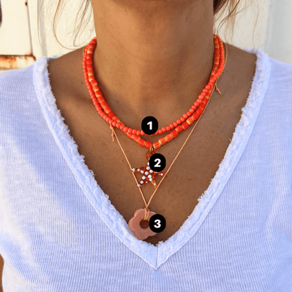 CONJUNTO COLARES ESTRELA LARANJA - Pé Calçado