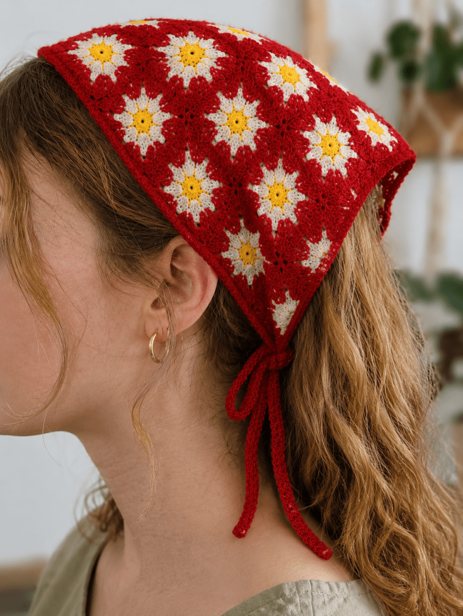 LENÇO DE CROCHET MARGARIDAS - Pé Calçado