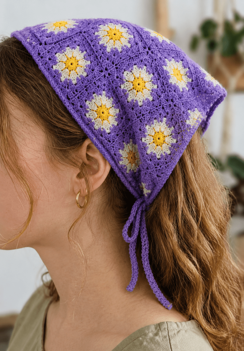 LENÇO DE CROCHET MARGARIDAS - Pé Calçado