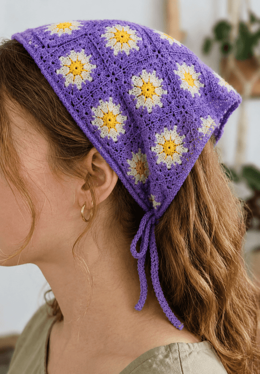 LENÇO DE CROCHET MARGARIDAS - Pé Calçado