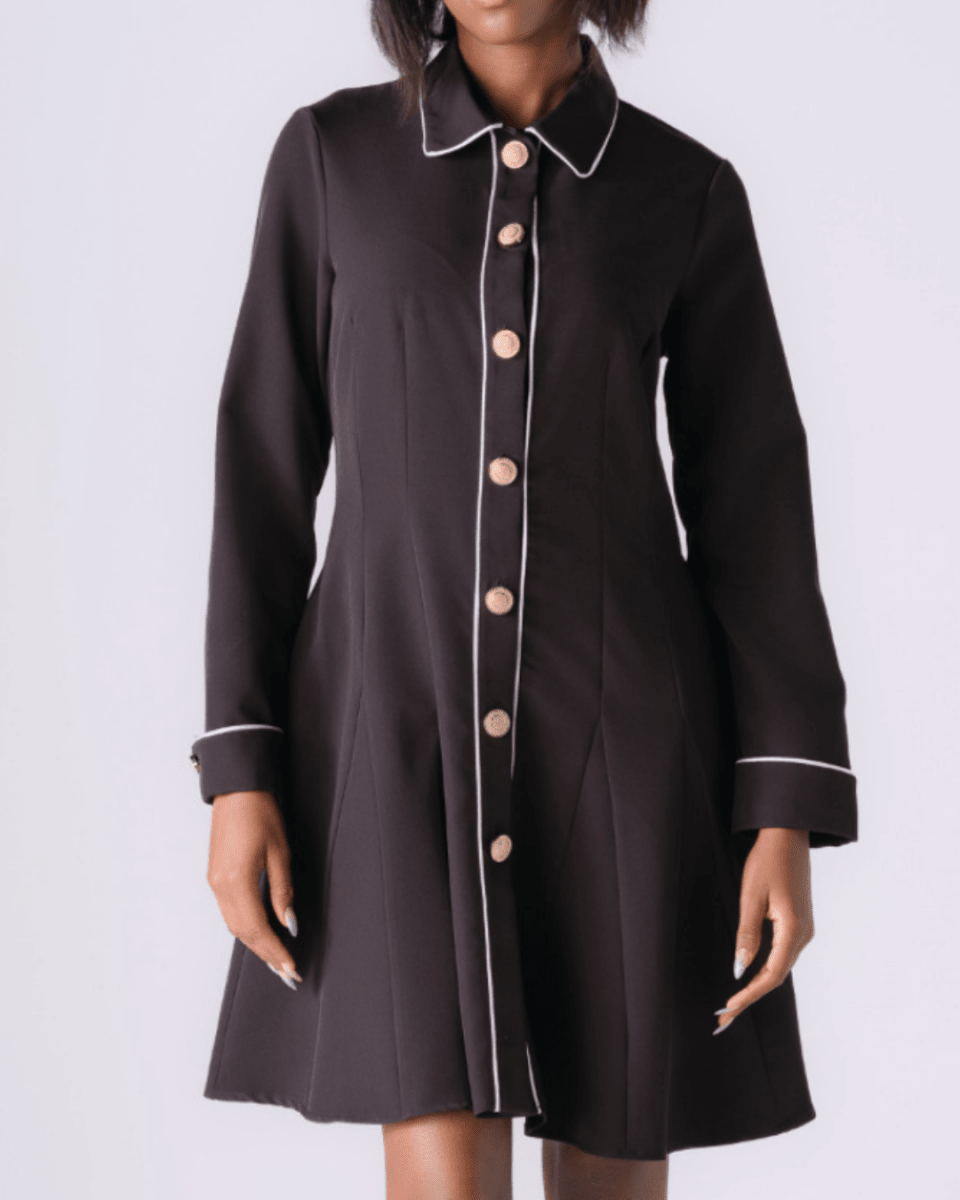 VESTIDO CLÁSSICO COM BOTÕES - Pé Calçado