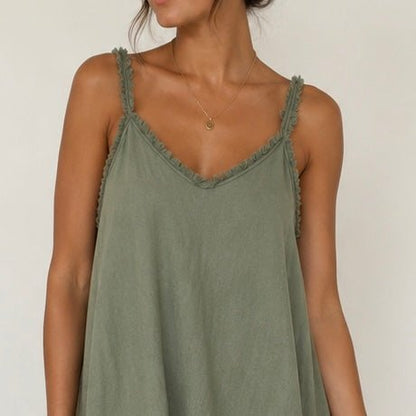 VESTIDO DE LINHO COM FRANJINHAS - Pé Calçado
