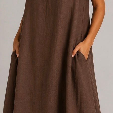 VESTIDO DE LINHO COM GOLA - Pé Calçado