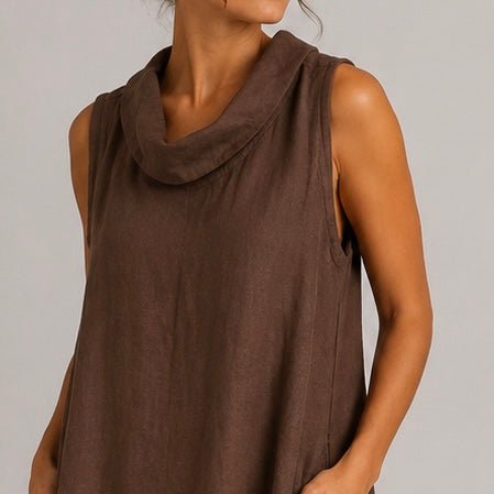 VESTIDO DE LINHO COM GOLA - Pé Calçado