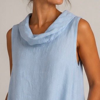 VESTIDO DE LINHO COM GOLA - Pé Calçado