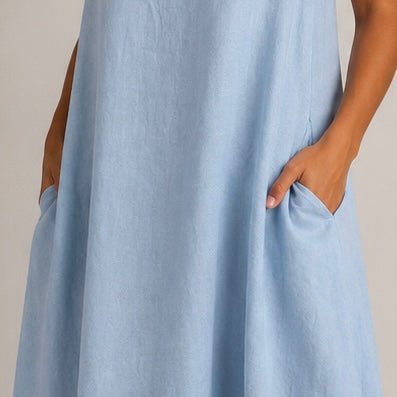 VESTIDO DE LINHO COM GOLA - Pé Calçado