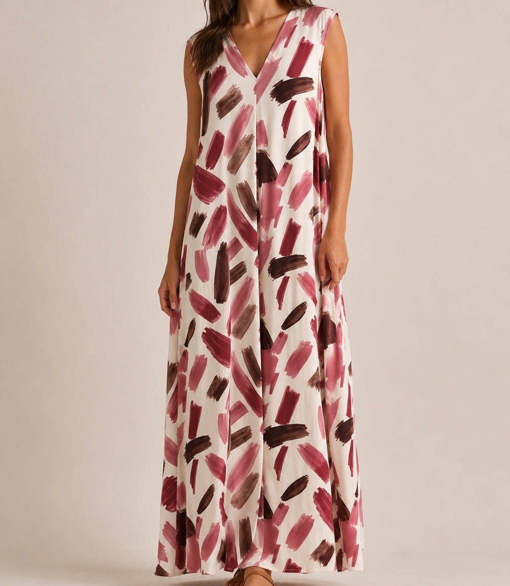VESTIDO DE MALHA FRIA PINCELADAS - Pé Calçado