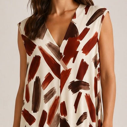 VESTIDO DE MALHA FRIA PINCELADAS - Pé Calçado