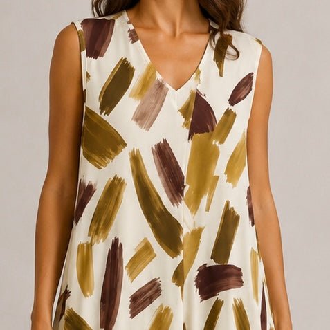 VESTIDO DE MALHA FRIA PINCELADAS - Pé Calçado