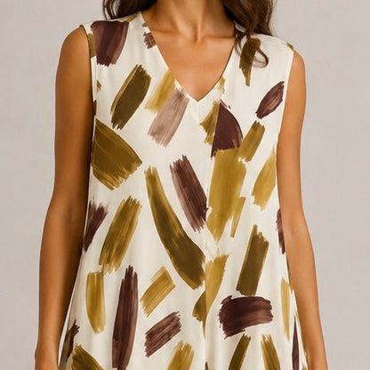 VESTIDO DE MALHA FRIA PINCELADAS - Pé Calçado