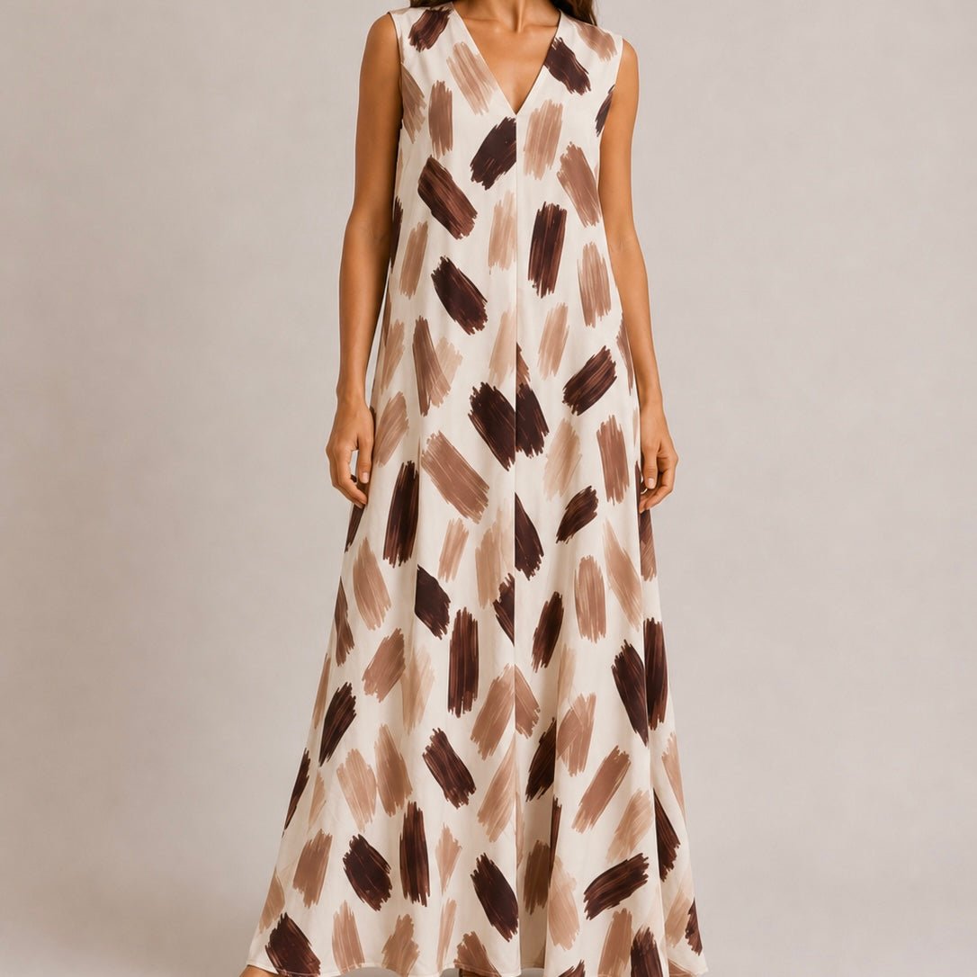 VESTIDO DE MALHA FRIA PINCELADAS - Pé Calçado