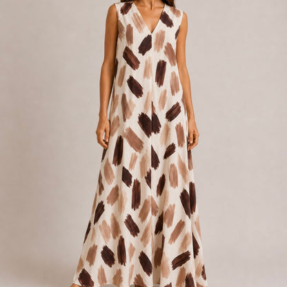 VESTIDO DE MALHA FRIA PINCELADAS - Pé Calçado