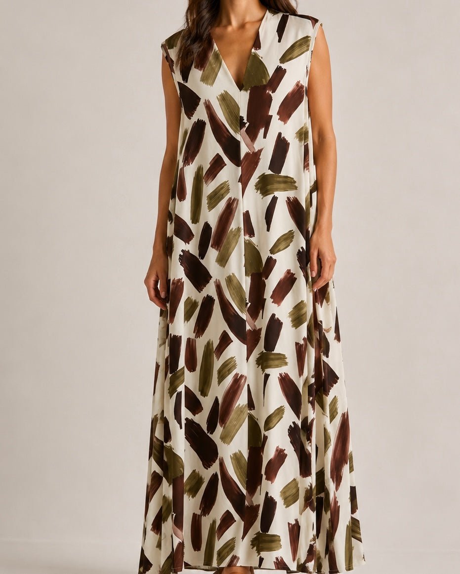 VESTIDO DE MALHA FRIA PINCELADAS - Pé Calçado