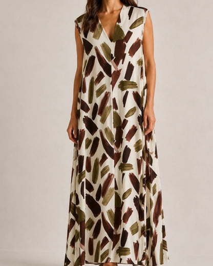 VESTIDO DE MALHA FRIA PINCELADAS - Pé Calçado