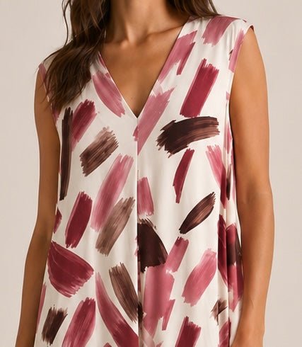 VESTIDO DE MALHA FRIA PINCELADAS - Pé Calçado