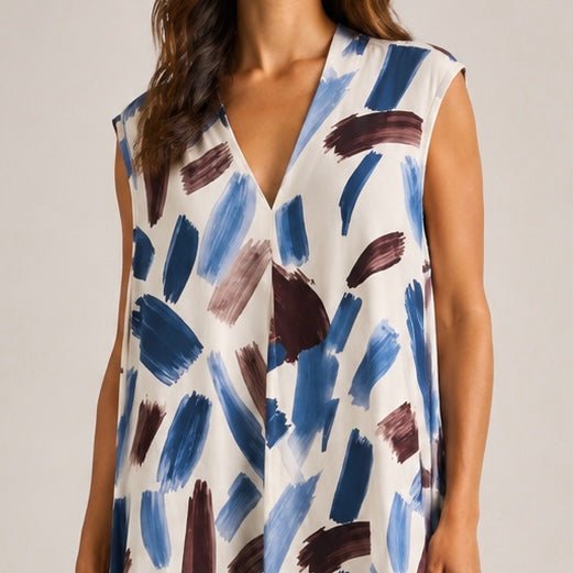VESTIDO DE MALHA FRIA PINCELADAS - Pé Calçado