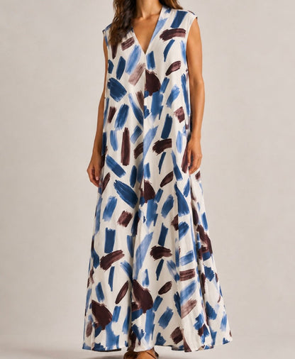 VESTIDO DE MALHA FRIA PINCELADAS - Pé Calçado