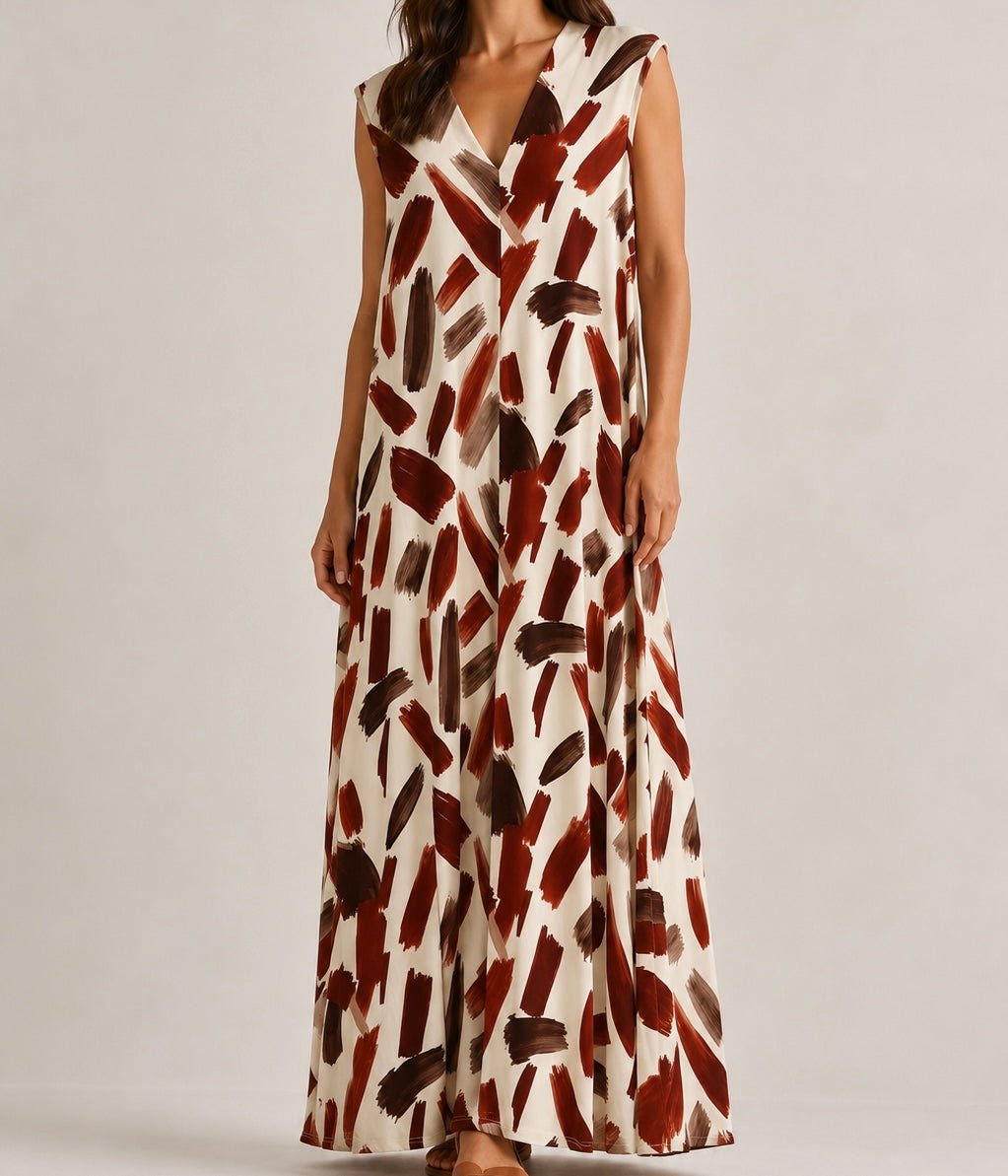 VESTIDO DE MALHA FRIA PINCELADAS - Pé Calçado