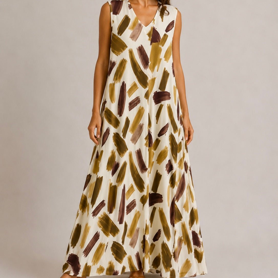 VESTIDO DE MALHA FRIA PINCELADAS - Pé Calçado