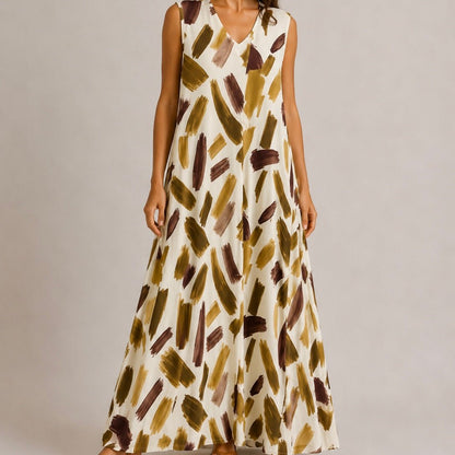 VESTIDO DE MALHA FRIA PINCELADAS - Pé Calçado