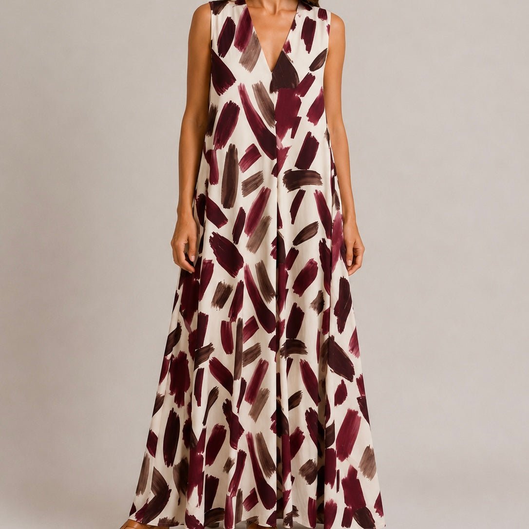 VESTIDO DE MALHA FRIA PINCELADAS - Pé Calçado