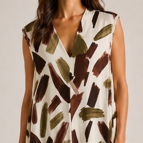 VESTIDO DE MALHA FRIA PINCELADAS - Pé Calçado