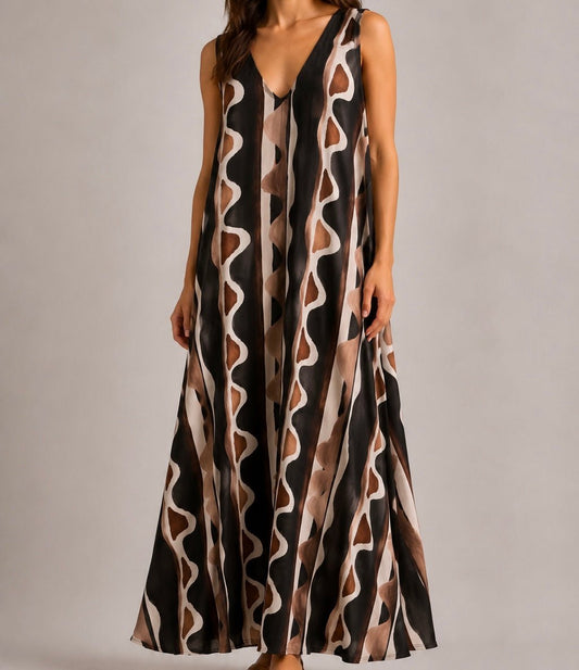 VESTIDO DE MALHA FRIA TRIBAL - Pé Calçado