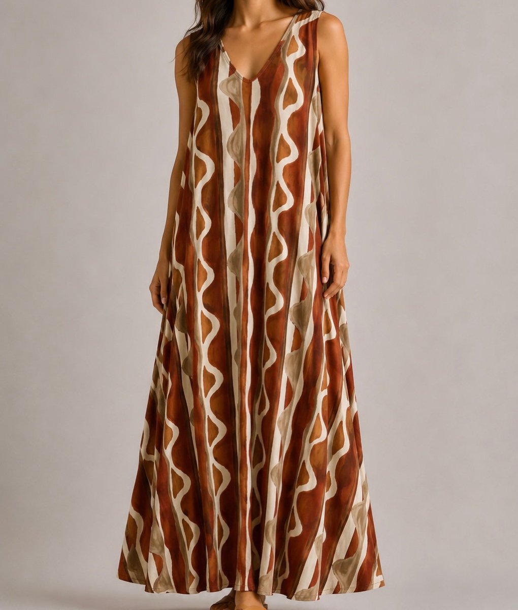 VESTIDO DE MALHA FRIA TRIBAL - Pé Calçado