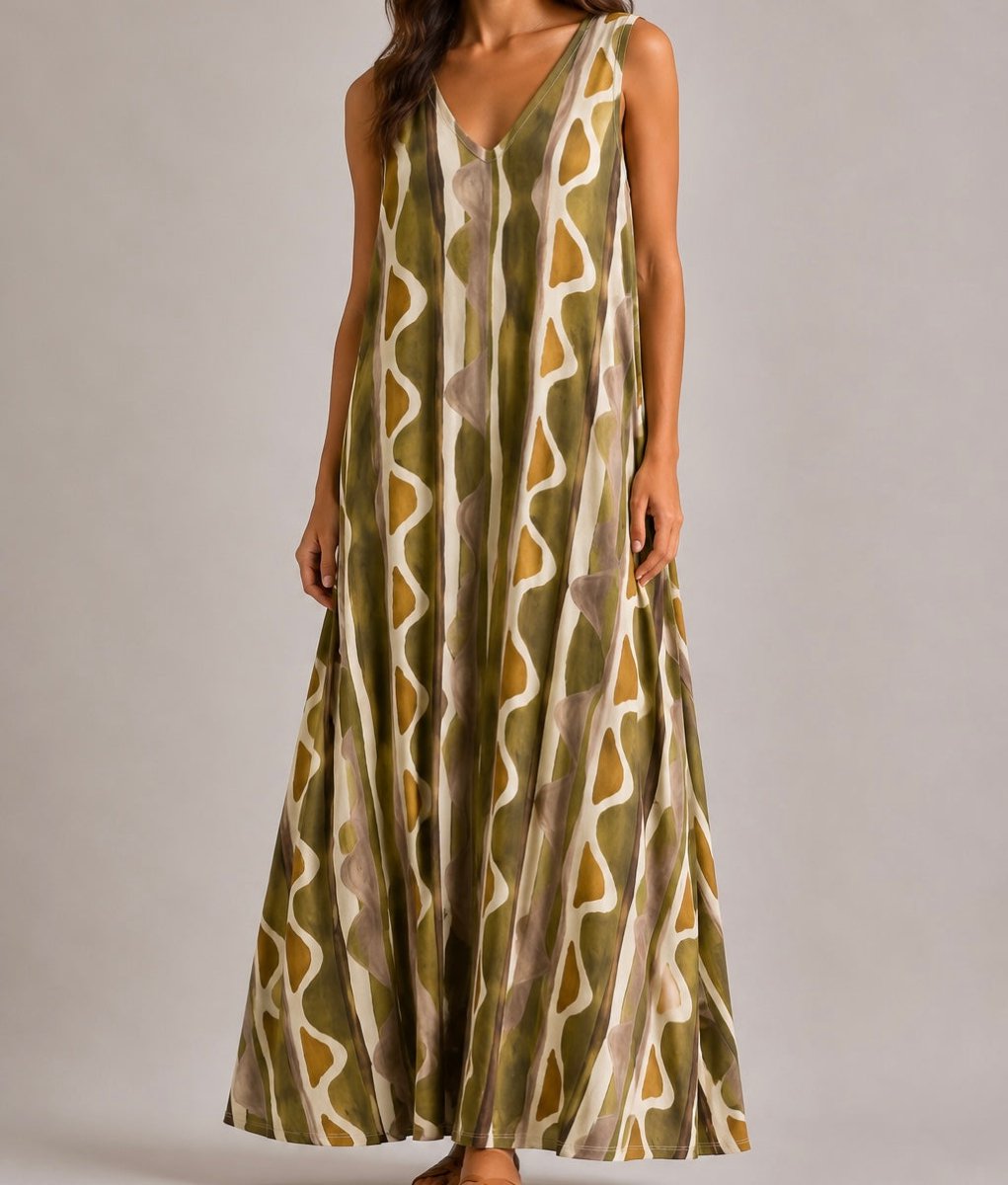 VESTIDO DE MALHA FRIA TRIBAL - Pé Calçado
