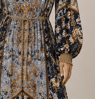 VESTIDO FLORAL MANGA COMPRIDA - Pé Calçado