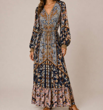 VESTIDO FLORAL MANGA COMPRIDA - Pé Calçado