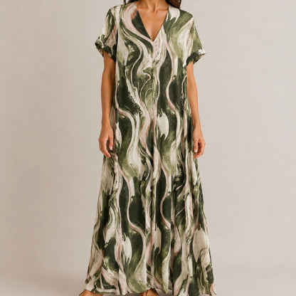 VESTIDO MALHA FRIA ABSTRATO - Pé Calçado