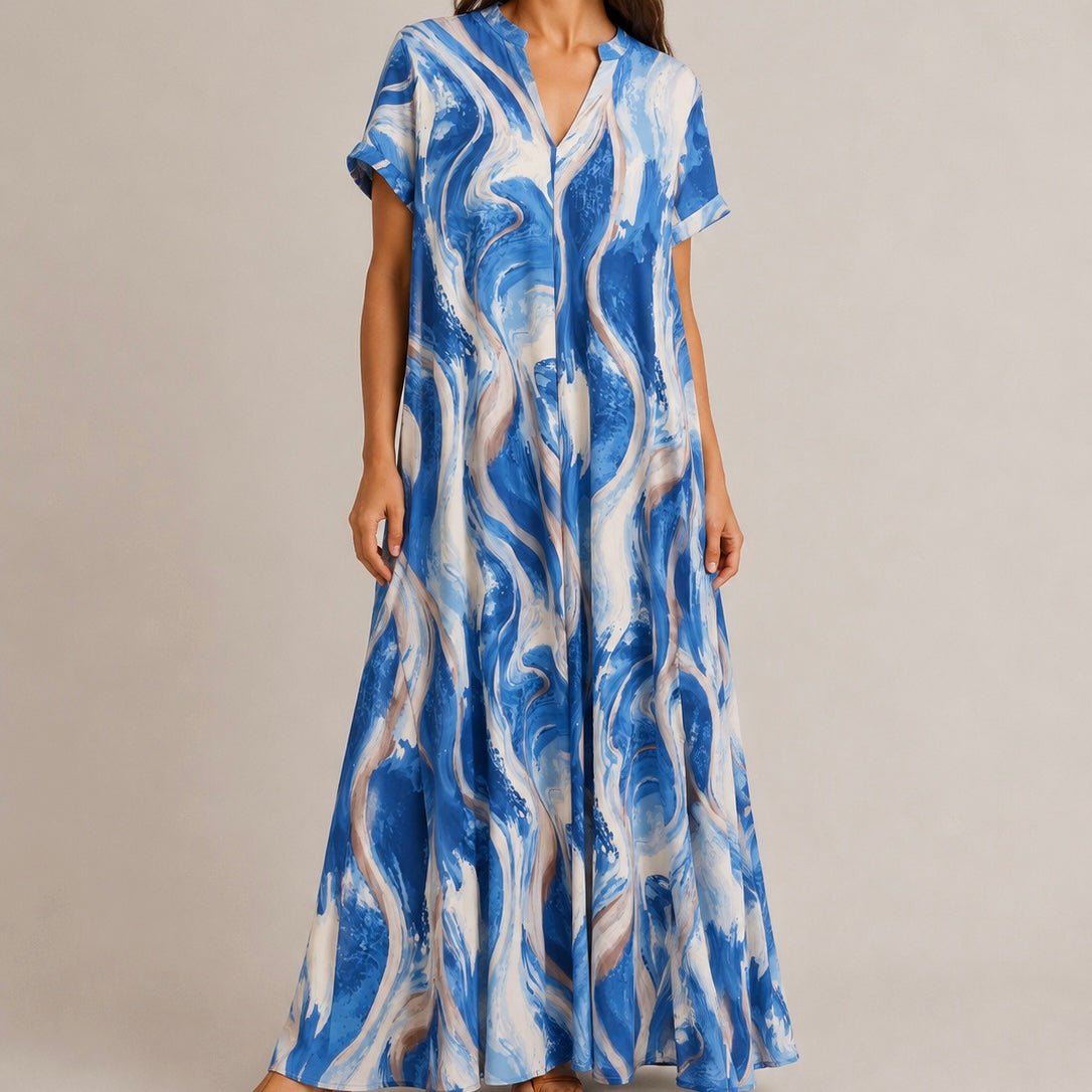 VESTIDO MALHA FRIA ABSTRATO - Pé Calçado