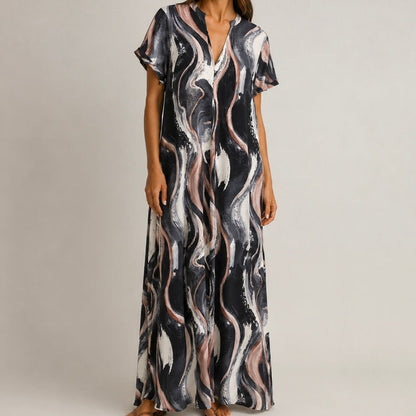 VESTIDO MALHA FRIA ABSTRATO - Pé Calçado