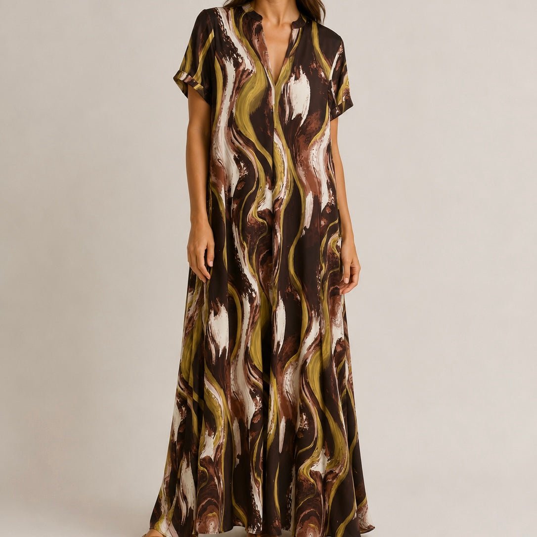 VESTIDO MALHA FRIA ABSTRATO - Pé Calçado