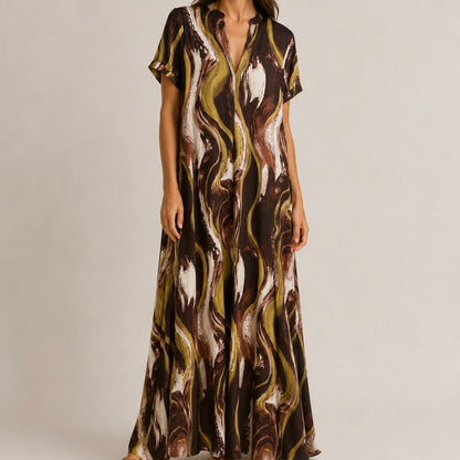 VESTIDO MALHA FRIA ABSTRATO - Pé Calçado