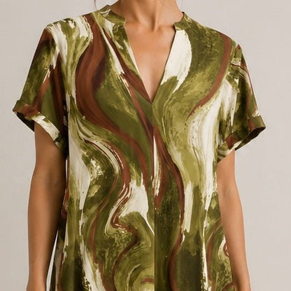 VESTIDO MALHA FRIA ABSTRATO - Pé Calçado