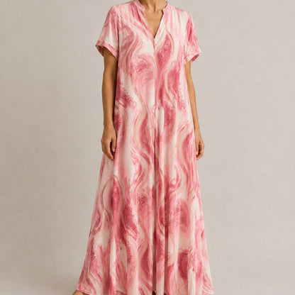 VESTIDO MALHA FRIA ABSTRATO - Pé Calçado