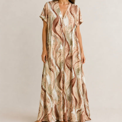 VESTIDO MALHA FRIA ABSTRATO - Pé Calçado