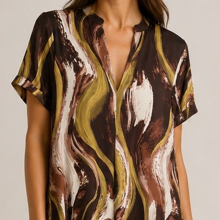 VESTIDO MALHA FRIA ABSTRATO - Pé Calçado