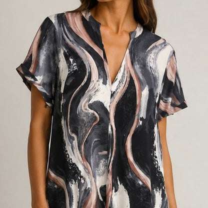VESTIDO MALHA FRIA ABSTRATO - Pé Calçado