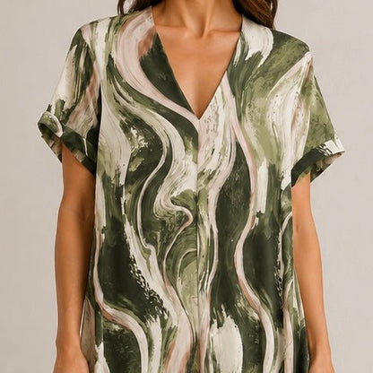 VESTIDO MALHA FRIA ABSTRATO - Pé Calçado