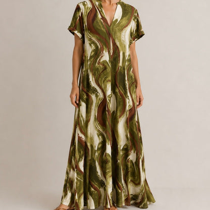 VESTIDO MALHA FRIA ABSTRATO - Pé Calçado